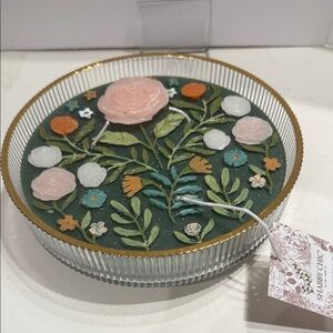 Shabby Chic Floral Orchard Scented Candle - Green and Pink NWT